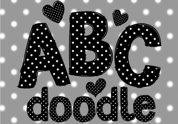 Black White Polka Dots Doodle Letters: A Playful Font for Creative Projects