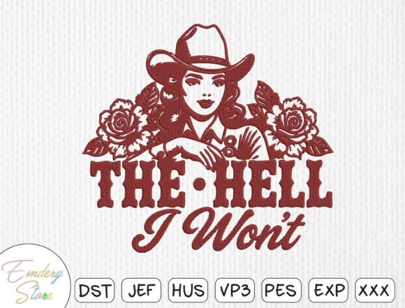 Bold Spirit Embroidery: The Cowgirl with Roses Design