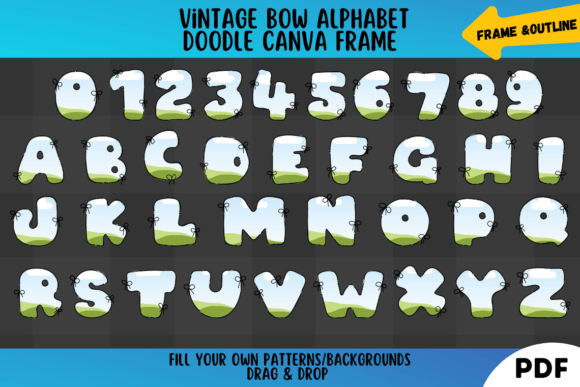 Charming Canva Frames: The Vintage Bow Alphabet Doodle Collection