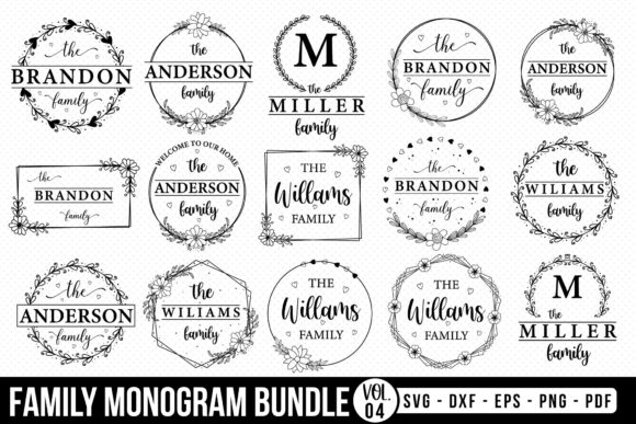 Family Monogram SVG Bundle Vol.4: Versatile Frames for Personalized Designs