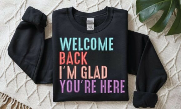 Welcome Back PES DST Embroidery Pattern: Retro Typography for Cozy Projects