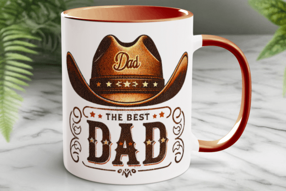 Western Fathers Day Cowboy Dad Mug PNG: Rustic Design